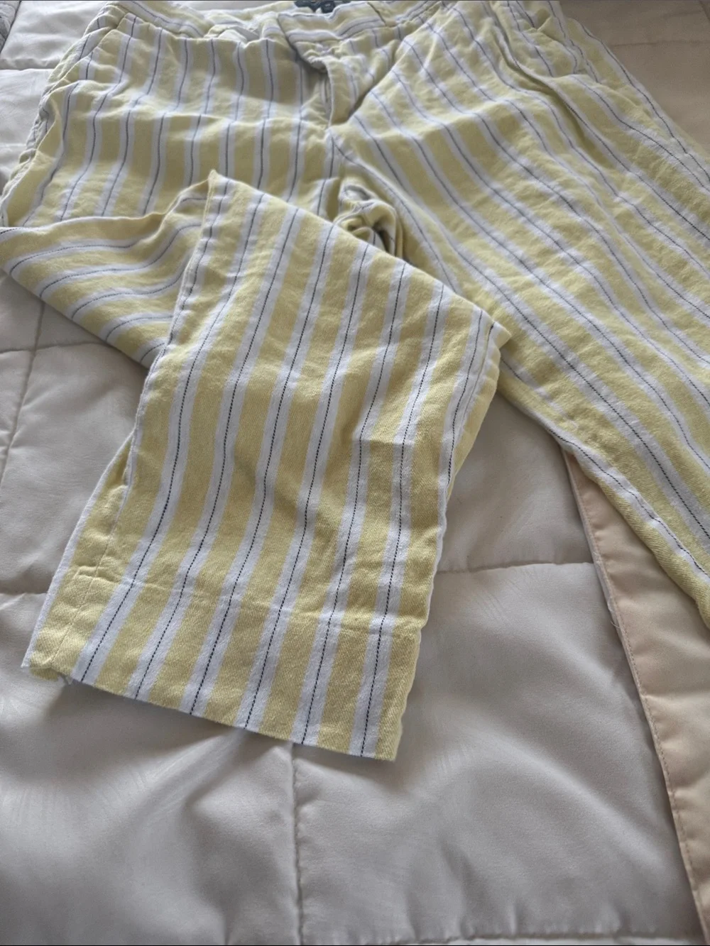 Banana Republic Yellow and White Striped Capris